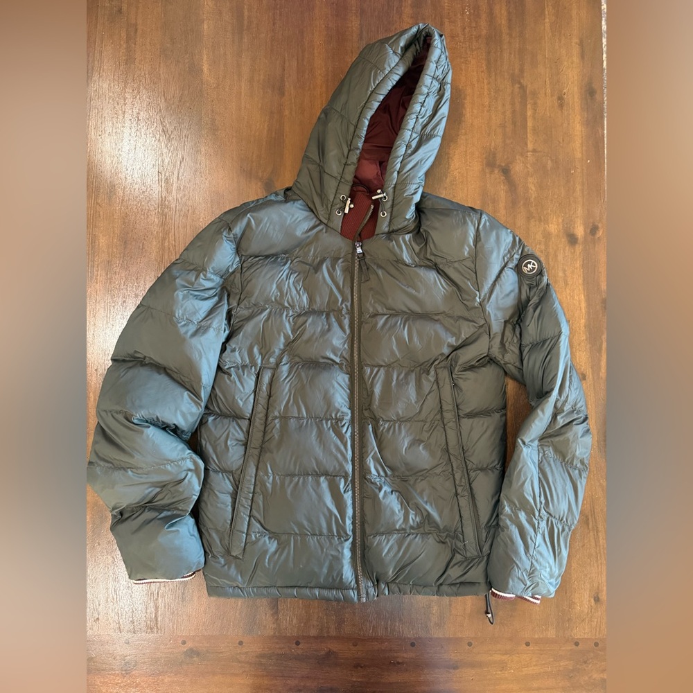Michael Kors Men’s Burgundy Puffer Coat Jacket